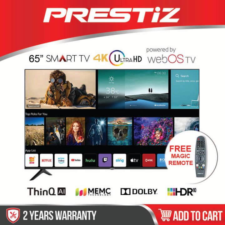 Prestiz 65" Smart OS ThinQ AI Digital Flat Screen TV With Air Mouse