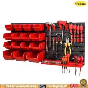 [VOS] 39pcs Garage Plastic Shop Tool Organizer Wall Mounted Storage Bins Parts Rack for Garage Storage Screws Nuts Bolts