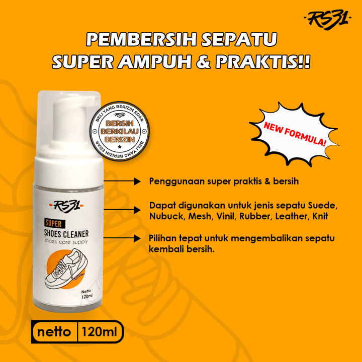 Shoes Cleaner - Cairan Pembersih Sepatu / Penghilang Noda Sepatu Kotor Membandel dan Super Ampuh, Stain Remover, Sabun Sepatu, Pemutih Sepatu, Pencuci Sepatu Terlaris RS31