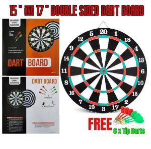 [MSIA SHIP] NOVELTY High Quality Professional Double Sided 15 17 Inches Darts Set 6 Tip Dart Profesional 15 Inci Office Work Place Family Fun Entertainment Game Leisure Relax Recreation Sports Release Tension Toys