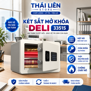 Két Sắt Mini Mật Khẩu Chìa Khóa  33515 DELI Chống Cắt Chống Cháy An Toàn Bảo Vệ Tài Sản