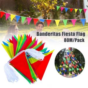 80Meter Colorful Fiesta Flag Outdoor Pennant Flag Decoration For Birthday Party Grand Opening Decorations