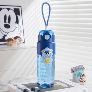 600ml Cute Childrens Water Bottle With Straw Primary School Students Large Capacity Boys Girls Summer Water Cup
