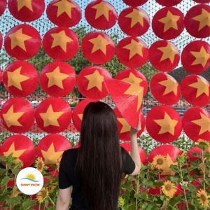 [30/4-1/5] Hoa Sao Vàng Trang Trí Background Quán Cafe Nhà Hàng Sự Kiện Yêu Nước 30/4 Chất Nỉ Cao Cấp Đủ Size