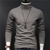 Men T Shirt Thin High Collar Bottoming Shirt Long Sleeved T-shirt Solid Color Autumn and Winter Cool Warm Clothing