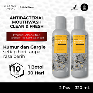 Klarens Antibacterial Mouthwash Clean & Fresh 320ml - Twinpack