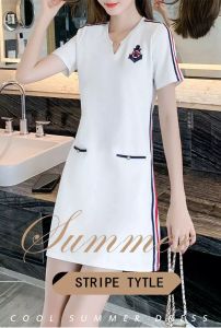 LOMOGI Đầm Voan Thường Ngày Dáng Rộng Ngoại Cỡ Quần Áo Nữ Dài Vừa Tay Ngắn Thời Trang Mới Mùa Hè