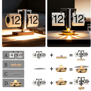 Multifunctional Flip Clock with Ambient Light Minimalist Desktop Night Light