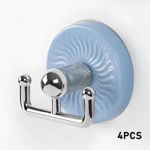 4Pcs Punch-free Strong Adhesive Hooks Macaron Color No Drill Wall Hangers Hooks Multi Purpose Bathroom Kitchen Hooks Rotatable