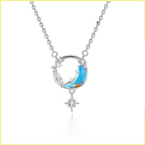 Dây chuyền bạc ý mặt MOONSTONE gắn đá mặt trăng - Shop Bạc Nhật Duy