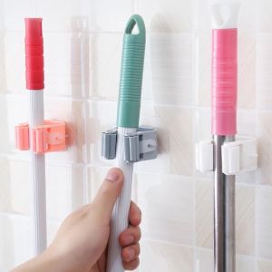 C037 ที่วางไม้ถูพื้น ไม้กวาด แบบติดผนัง ไม่ต้องเจาะ อเนกประสงค์ สําหรับห้องน้ํา ห้องครัว ระเบียง คละสี