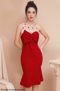 MyDu Shop | Đầm Ôm Cúp Ngực MS 2303 – Phối Lưới Nhẹ Nhàng Đính Ngọc Trai Tinh Tế