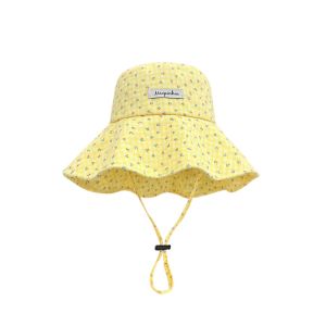 UNIITY Large Brim Fisherman Hat Floral Plaid Adjustable Sun Cap Fashion Foldable Sunscreen Hat Seaside