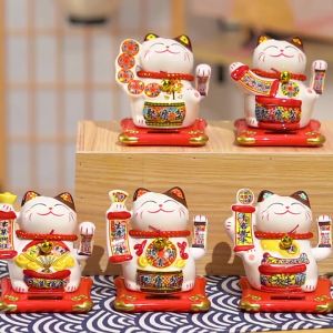 Mèo Thần Tài Hoa Chuông May Mắn Mèo Thần Tài Vẫy Tay Dễ Thương Thu Hút Tài Lộc Bằng Sứ Sử Dụng Năng Lượng Mặt Trời