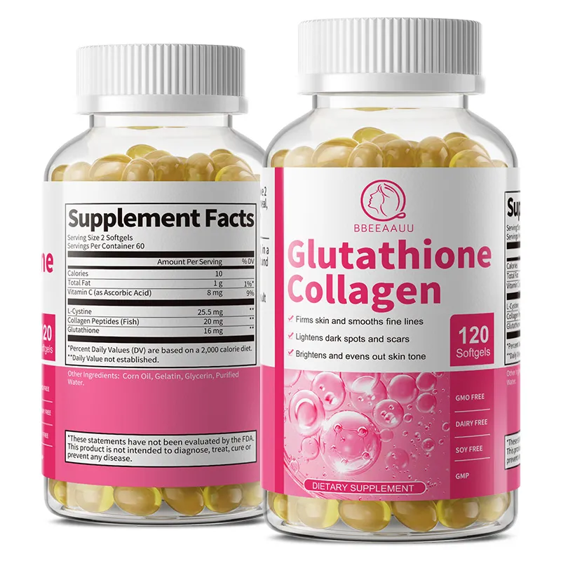 Bbeeaauu Viên nang Glutathione Collagen với Vitamin C chống lão hóa và tăng cường hệ thống miễn dịch chống nhăn tăng độ đàn hồi cho da làm trắng da