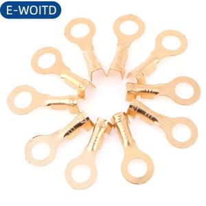 E-WOITD 100 chiếc đầu nối dây cấp nguồn đầu cuối tròn bằng đồng vàng 4.2mm