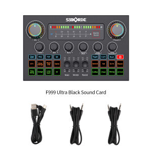Siborie F999 Ultra Soundcard Mixer Bluetooth Sound Card Dilengkapi dengan layar sentuh For Phone PC Karaoke Keluarga Audio USB External