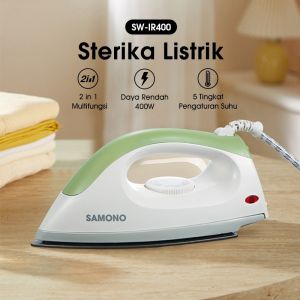 SAMONO Setrika 400 Watt Gosokan Baju 5 Pengaturan Suhu Tapak Aanti Lengkat Garansi 1 Tahun SW-IR400