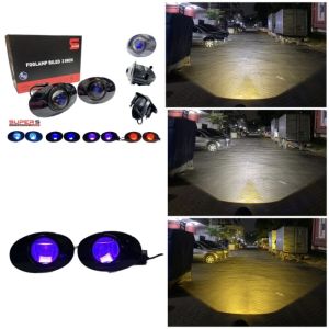 Biled Foglamp 2.0 Inch Honda Oval Glass Blue Lens Devil Light 3 Warna Super S 2 Pcs Sepasang COD