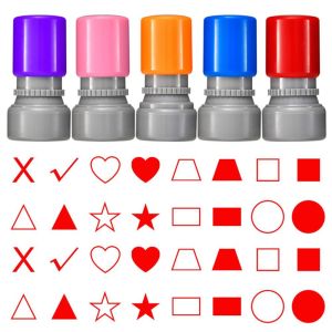 JPTD Multi Pattern Math Geometry Stamp DIY Self Inking Teacher Use Stamp Pocket Trapezium Mini Drawing Stamp School