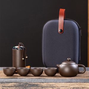 6Pcs Tea Pot Set Keramik Travel With Bag / Teapot Kung Fu Tea Set / Traditional Chinese Tea Set / Teko Teh Portable