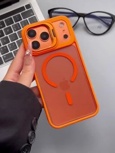FCDAIMANG Shockproof Invisible Magnetic Foldable Stand Case Star Universe Orange iPhone 17 Pro Max