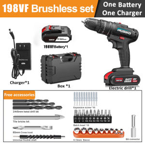 Musiko Mesin Bor Baterai 588VF Bor Dampak Tanpa Kabel Bor Tanpa Kabel 10mm Set Bor Listrik Kecepatan Ganda