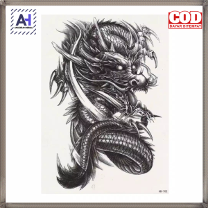Premium Tato Temporer Sementara Tahan Air Model Naga Berdiri HB 702