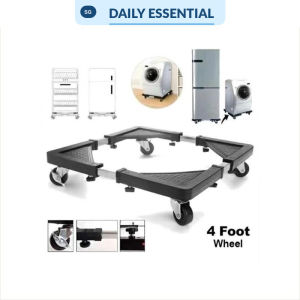 【DAILY ESSENTIAL】 Adjustable Washing Machine Refrigerator Base Stand with 360 Degree Locking Wheels Mobile Appliance
