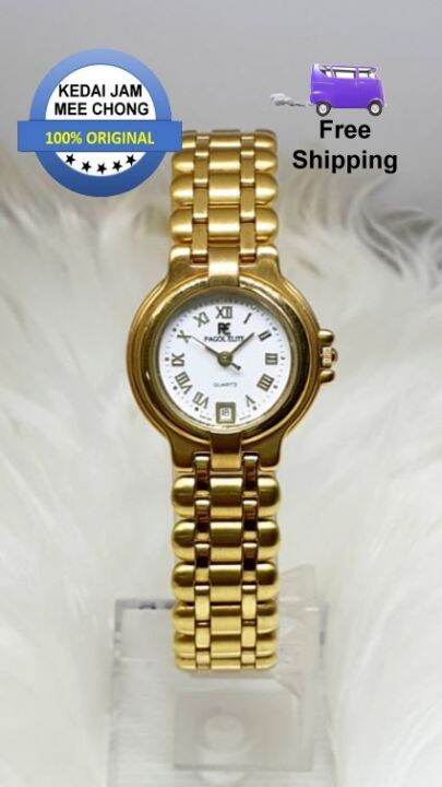 100 ORIGINAL PAGOL ELITE SWISS 53109 L 22K Gold Plated Stainless