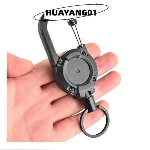 HUAYANG01 [HOT FASHION] 1Pc Wire Rope Sporty Retractable Key Chain Easy-To-Pull Buckle Anti-Lost High Rebound Anti-theft Metal Easy-To-Pull Buckle