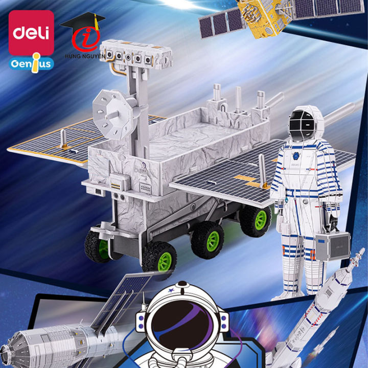 Bộ Hộp ghép hình 3D Deli - Chủ đề Vũ trụ Hàng không - Mô hình trưng bày, lắp ghép đơn giản cho bé