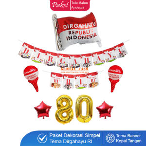 Paket Dekorasi HUT Ri Banner kertas tangan / aksesoris dekor dirgahayu ri / paket dekorasi 17 agustus