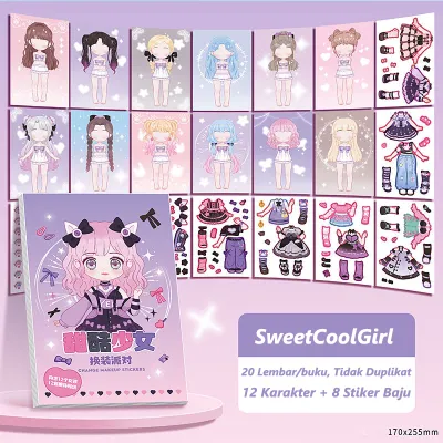 HAHA TOY Make-Up Princess Stiker Diy Stiker Lucu Kartun Anak Perempuan / Mainan Sticker Ganti Muka
