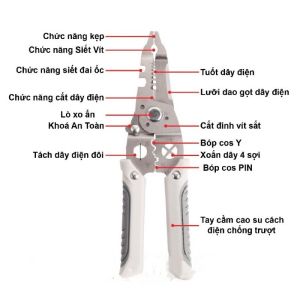 [HCM] Kìm tuốt dây điện đa năng 12 trong 1 Kìm điện đa năng Thép gió HSS -GL314