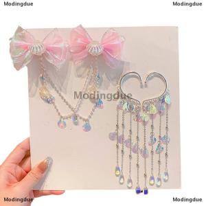 [COD] Modingdue Cartoon Girls Hair Clip Children Mermaid Princess Fringe Pink Purple Bow Forehead Chain Hairpin Fairy Earhook Accessories