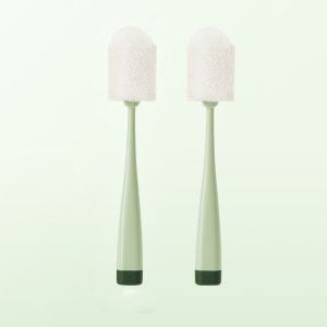 DSFSK Small Extrudable Milk Bottle Brush Sponge Kitchen Tools Long Handle Water Cup Brush Baby Bottle Brush