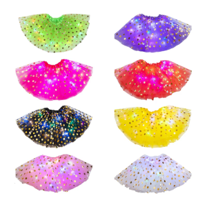 Children Kids Girls LED Ballet Skirts Elastic Mesh Tutu Dress Gymnastics Dancing Skirt Princess Pettiskirts Dance Tutus Dress Clothes