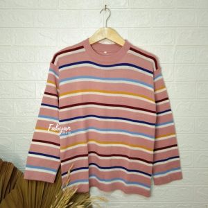 STRIPE RAINBOW KNIT / Sweater Rainbow / Sweater Korean Style / Sweater Rajut wanita / Fashion Wanita