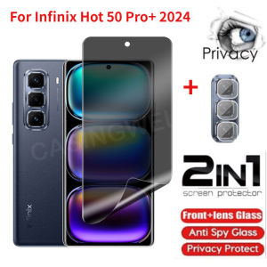 2in1 Infinix ฟิล์มไฮโดรเจล50 Pro + 2024เพื่อความเป็นส่วนตัวฟิล์มติดกระจกเพื่อความเป็นส่วนตัวป้องกันการสอดแนมฟิล์มกันรอยป้องกันเต็มพื้นที่ของหน้าจอกันแอบมองสำหรับ Infinix Hot 50 50Pro + 50Pro 50i 50 Pro Plus + 5G 4G ฟิล์มกล้อง