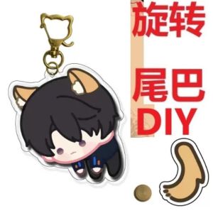 New DIY Tail Wagging Keyring Game Love And Deepspace Xavier Zayne Rafayel ralayo Sylus Caleb Cosplay Key Chain Acrylic Keyring Figure Pendant Keychain Jewelry
