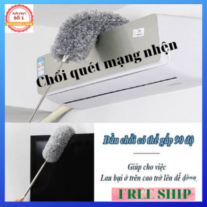 Chổi quét mạng nhện chổi quét bụi thông minh chổi quét trần làm sạch bụi bẩn trên cao tay cầm cán inox có thể kéo dài hoặc rút gọn 2.8 mét.