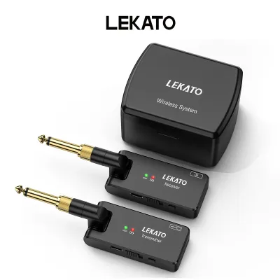 LEKATO WS-100 2.4GHz Wireless Guitar System With Charging Box 4 Channels Rechargeable Wireless Guitar Transmitter Receiver
