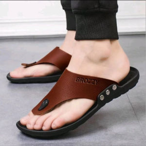 Sandal Japit Kulit COD Gratis Ongkir Pria B02 Santai Jepit Nyaman Kekinian Brozzy