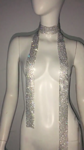 Sparkling Scarf for Women Chain Collar Full Rhinestones Nightclub Party Raves Costume Choker