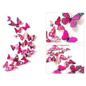 L4 R72 Stiker Dinding 3D Motif Kupu - Kupu / Wall Sticker 12pcs Butterfly PVC / Dekorasi 12 in 1