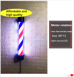 BABEDUO(70cm) Barber Shop Pole Lamp Waterproof Red White Blue Rotating LED Light Bar Logo Hair Salon 220V