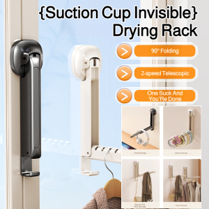 🥳Big Discount 🥳Balcony Home Use No Punch Retractable Folding Drying Rack Adjustable Foldable Wall Mounted Clothes Drying Rack For Balcony Windows No Drill Expandable Laundry Hanger Space Saving Storage Holder Wall-mounted Punch-free Clothes Drying Rack