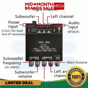 ZK-TB21 TDA7498E Bluetooth 2.1 Channel Amplifier 160W*2+220W High Fidelity Subwoofer Module