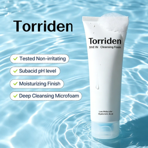 Torriden Dive‑In Low‑Molecular Hyaluronic Acid Cleansing Foam 150ml Mild Non‑Irritating Facial Wash Subacid pH Moisturizing Finish Deep‑Cleansing Micro‑Foam Hydrating Face Cleanser